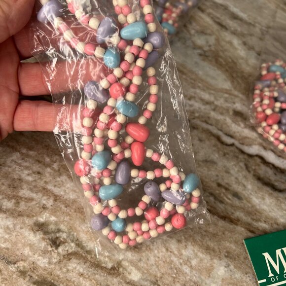 Vintage NOS Wooden Egg & Bead Garland 48" Long   Hanging Bunny Easter Spring - Picture 7 of 11